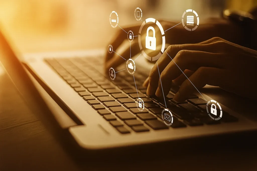 digital marketing analyst in calicut typing on laptop